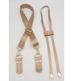 Çanta Aksesuar Gold Renk Suni Deri 120X2.4 Cm Ayarlı Çanta Saplı Büzgülü Set Light Gold Metal