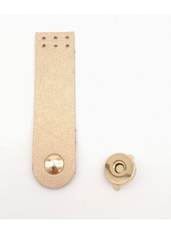 Çanta Aksesuar Gold Renk Tek Kat Suni Deri Kapak 10.5x2.5 cm Light Gold Metal