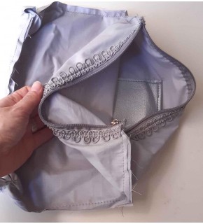 Çanta Aksesuar Gri 28X28 Cm, Dikilmiş Halde, Fermuarlı Astar