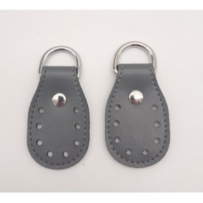 Çanta Aksesuar Gri Çift Kat Dikişli Suni Deri Sapucu Böce Gümüş Metalli