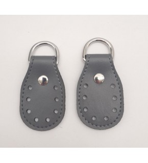 Çanta Aksesuar Gri Çift Kat Dikişli Suni Deri Sapucu Böce Gümüş Metalli