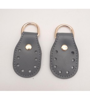 Çanta Aksesuar Gri Çift Kat Dikişli Suni Deri Sapucu Böce Light Gold Metalli