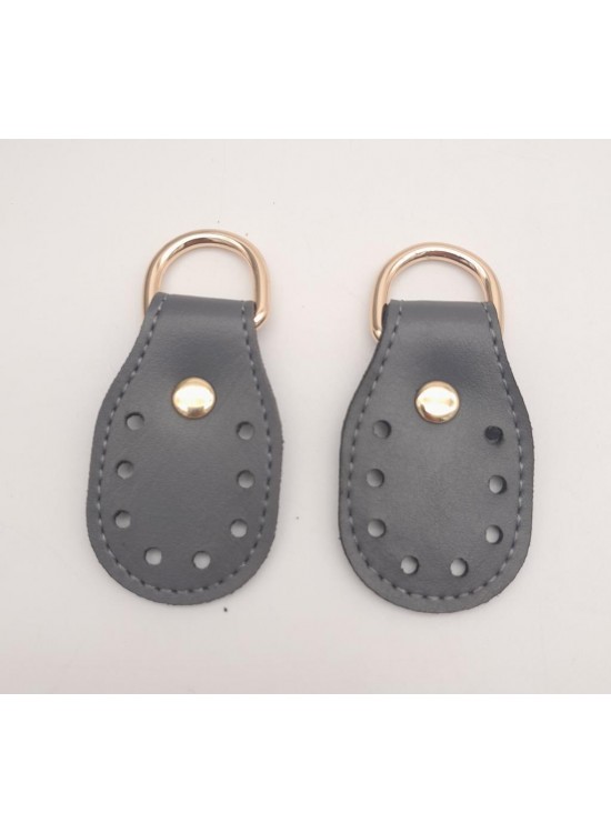 Çanta Aksesuar Gri Çift Kat Dikişli Suni Deri Sapucu Böce Light Gold Metalli