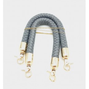 Çanta Aksesuar Gri Kısa Örme Çanta Sapı Light Gold Metal