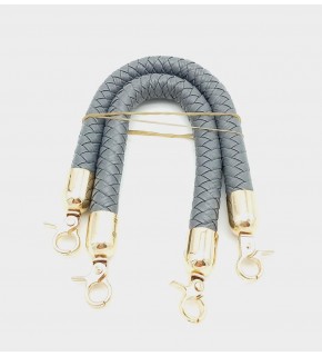 Çanta Aksesuar Gri Kısa Örme Çanta Sapı Light Gold Metal