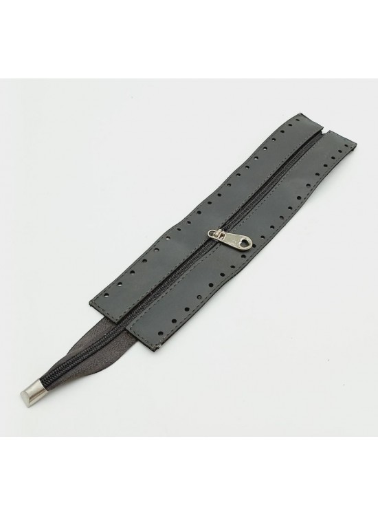 Çanta Aksesuar Gri Renk 28 Cm Derili Fermuar Gümüş Metalli