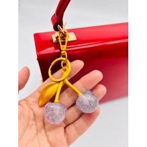 Çanta Aksesuar Gri Simli  Kiraz Anahtarlık , Çanta Süsü Antik- Gold Metalli