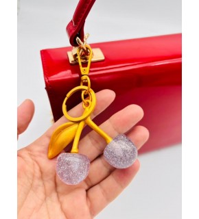 Çanta Aksesuar Gri Simli  Kiraz Anahtarlık , Çanta Süsü Antik- Gold Metalli