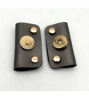 Çanta Aksesuar Gri Suni Derili Troklu Mıknatıslı Çıtçıt Light Gold Metalli