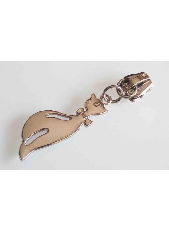 Çanta Aksesuar Gümüş Fermuar Başı Kedili