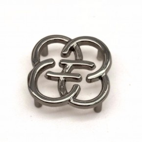 Çanta Aksesuar Gümüş Renk 2  Cm Çiçek Model Plaka Süs