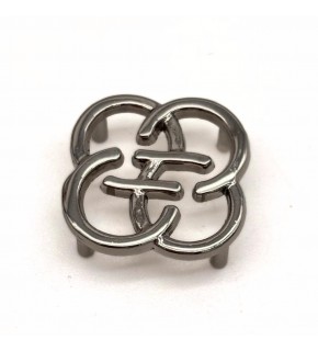 Çanta Aksesuar Gümüş Renk 2  Cm Çiçek Model Plaka Süs