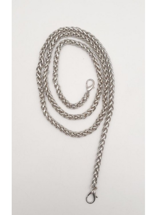 Çanta Aksesuar Gümüş Renk Kalın Örgü Model Çanta Zinciri (120 Cm)