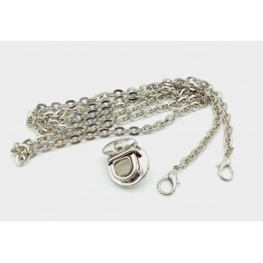 Çanta Aksesuar Gümüş Renk Kancalı Düz Zincir Kilit Set