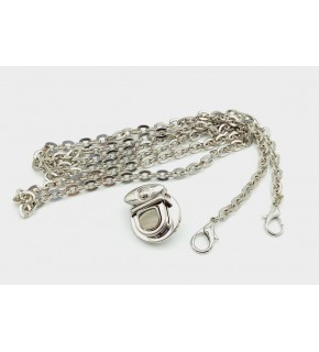 Çanta Aksesuar Gümüş Renk Kancalı Düz Zincir Kilit Set