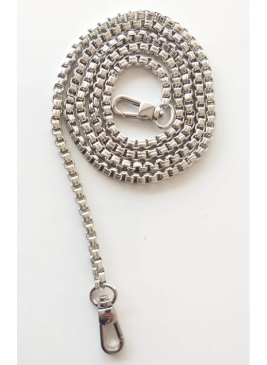 Çanta Aksesuar Gümüş Renk Kare Model Çanta Zinciri (100 Cm )