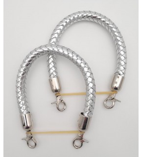 Çanta Aksesuar Gümüş Renk Kısa Örme Çanta Sapı Gümüş Metal