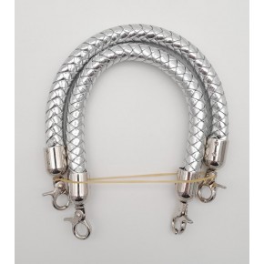 Çanta Aksesuar Gümüş Renk Kısa Örme Çanta Sapı Gümüş Metal