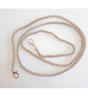 Çanta Aksesuar Gümüş Renk Örgü Model Çanta Zinciri (120 Cm )