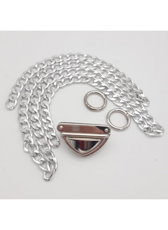 Çanta Aksesuar Gümüş Renk Orta Kalınlık Zincir Set No:35