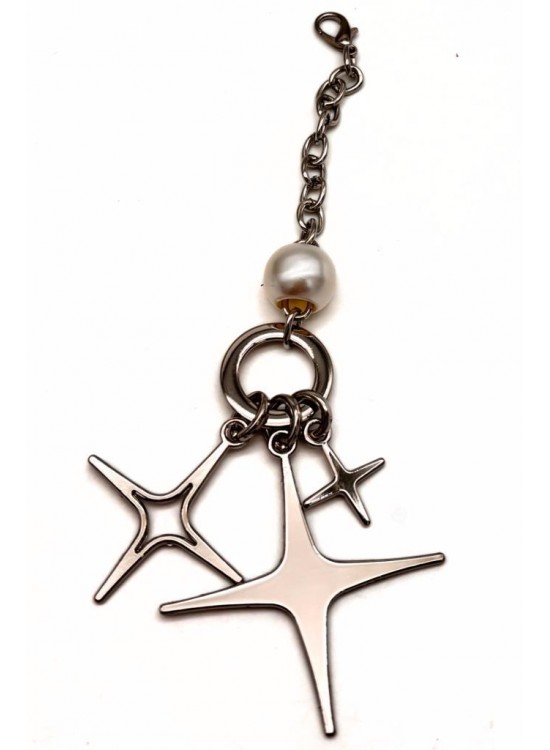 Çanta Aksesuar Gümüş Renk Sarkaç Süs İncili 3 Metalli