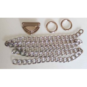 Çanta Aksesuar Gümüş Renk Zincir Set