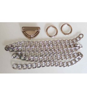 Çanta Aksesuar Gümüş Renk Zincir Set