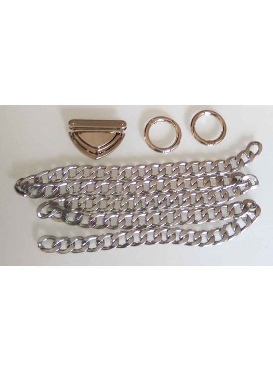 Çanta Aksesuar Gümüş Renk Zincir Set