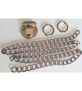 Çanta Aksesuar Gümüş Renk Zincir Set