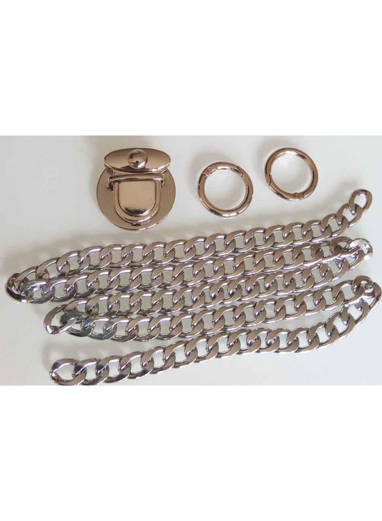 Çanta Aksesuar Gümüş Renk Zincir Set