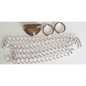 Çanta Aksesuar Gümüş Renk Zincir Set