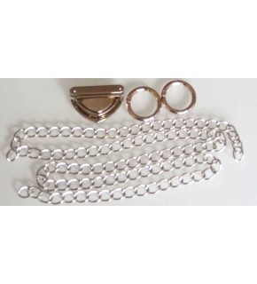 Çanta Aksesuar Gümüş Renk Zincir Set