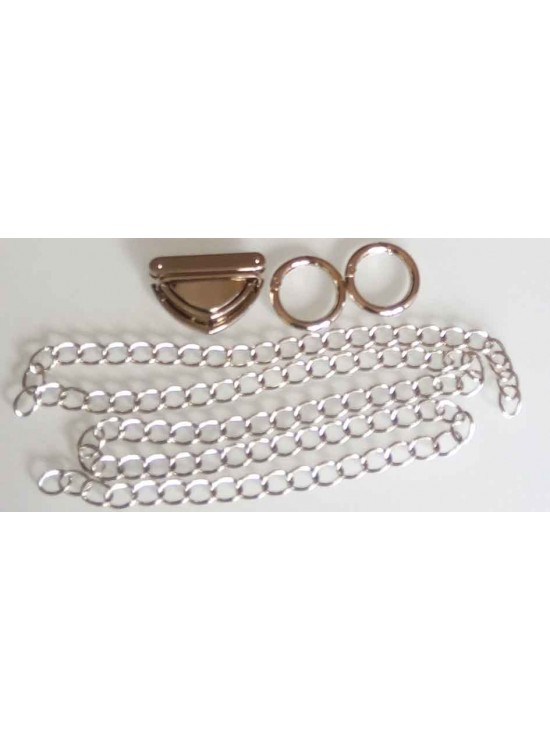 Çanta Aksesuar Gümüş Renk Zincir Set