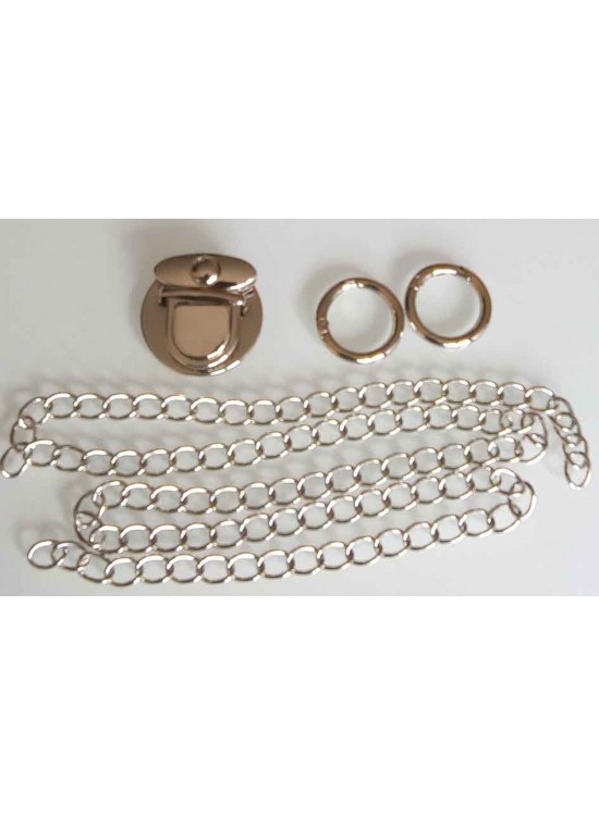 Çanta Aksesuar Gümüş Renk Zincir Set