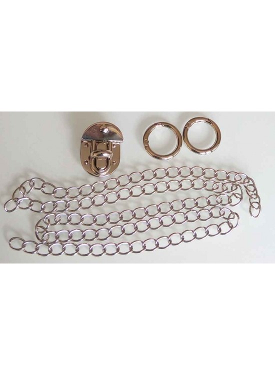 Çanta Aksesuar Gümüş Renk Zincir Set
