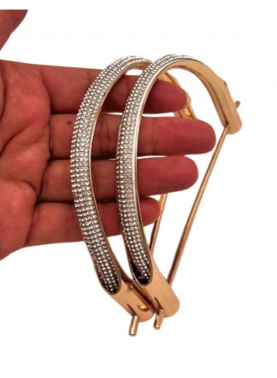 Çanta Aksesuar Gümüş Taşlı  Üveyik Model Metal Çanta Sapı