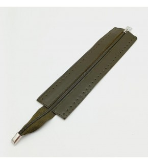 Çanta Aksesuar Haki Renk 28 Cm Derili Fermuar Gümüş Metalli