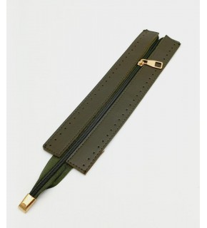 Çanta Aksesuar Haki Renk 28 Cm Derili Fermuar Light Gold Metalli