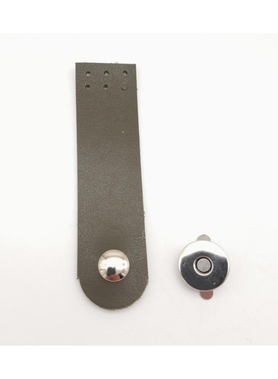 Çanta Aksesuar Haki Renk Tek Kat Suni Deri Kapak 10.5x2.5 cm Gümüş Metal