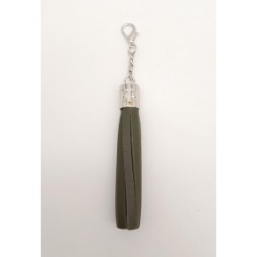 Çanta Aksesuar Haki Suni Deri Kovanlı Püskül Gümüş Metalli