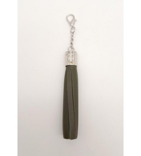 Çanta Aksesuar Haki Suni Deri Kovanlı Püskül Gümüş Metalli