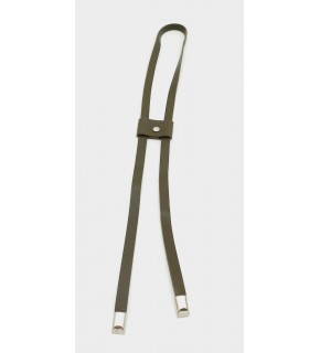 Çanta Aksesuar Haki Tek Kat Suni Deri Büzgü Gümüş Metalli