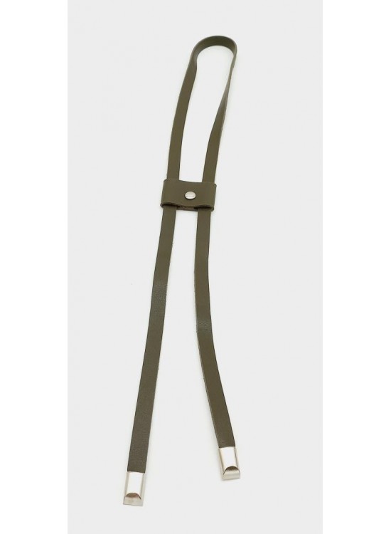 Çanta Aksesuar Haki Tek Kat Suni Deri Büzgü Gümüş Metalli