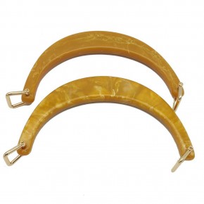 Çanta Aksesuar Halkalı Hardal Akrilik Mermer Desen Çanta Sapı