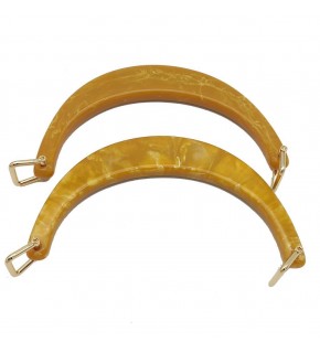 Çanta Aksesuar Halkalı Hardal Akrilik Mermer Desen Çanta Sapı