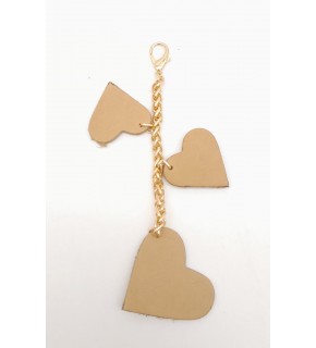 Çanta Aksesuar Ham Doğal Gerçek Deri Kalpli Süs Püskül Light Gold Zincirli