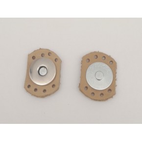 Çanta Aksesuar Ham Doğal Renk Gerçek Derili Oval Kenar Mıknatıslı Çıtçıt Gümüş Metalli