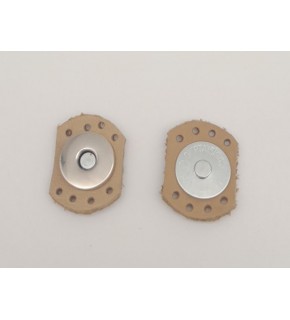 Çanta Aksesuar Ham Doğal Renk Gerçek Derili Oval Kenar Mıknatıslı Çıtçıt Gümüş Metalli