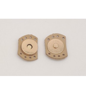 Çanta Aksesuar Ham Doğal Renk Gerçek Derili Oval Kenar Mıknatıslı Çıtçıt Light Gold Metalli