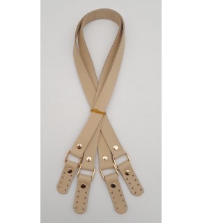 Çanta Aksesuar Ham Doğal Renk Karedört Model Gerçek Deri Çanta Sapı Light Gold Metal